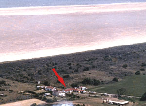 An aerial view of the location of The Dunes Cottage.